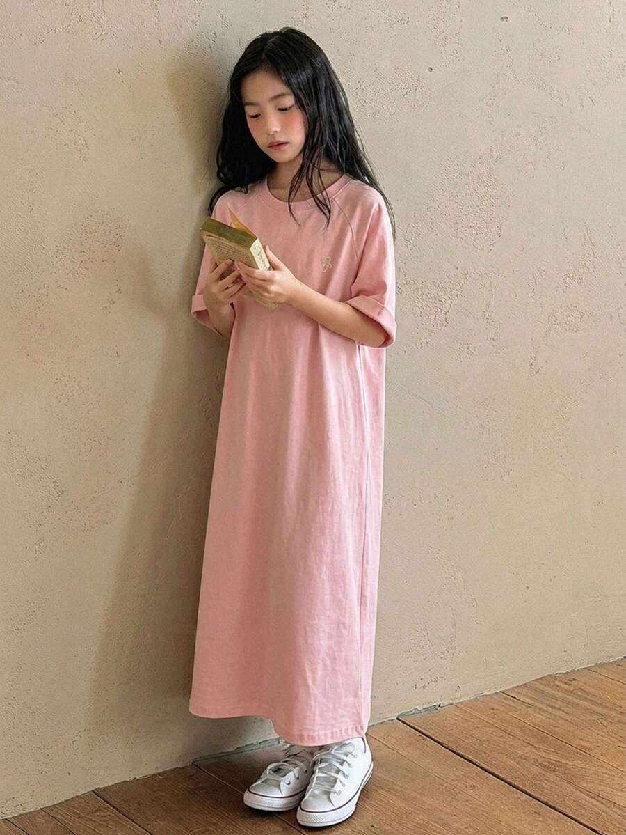 DAZY 少女女孩插肩袖休閒洋裝 夏季 - 粉色 - 查看 1