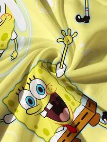 SpongeBob SquarePants | SHEIN Áo thun nữ cổ tròn tay ngắn in hình hoạt hình dễ thương, kiểu dáng ôm vừa vặn. - trắng - Xem 5