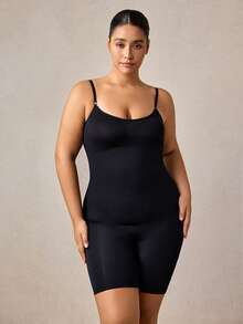 Veilyse 1pc Women's Plus Size Body Shaper Unitard, Postpartum Abdominal Control Shapewear, Tight Waist Shaping Underwear, Butt Lifter - Black - View 4