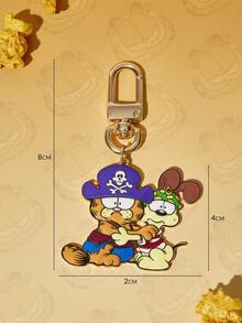 GARFIELD | SHEIN New Creative Cartoon Funny Cat Pattern Printed Keychain 1PC, IP Joint Design, Cute Personalized, Simple And Generous, Can Also Be Used As Bag Accessories, Suitable For Various Parties, Concerts, Festivals, Exquisite Gifts - Gold - View 5