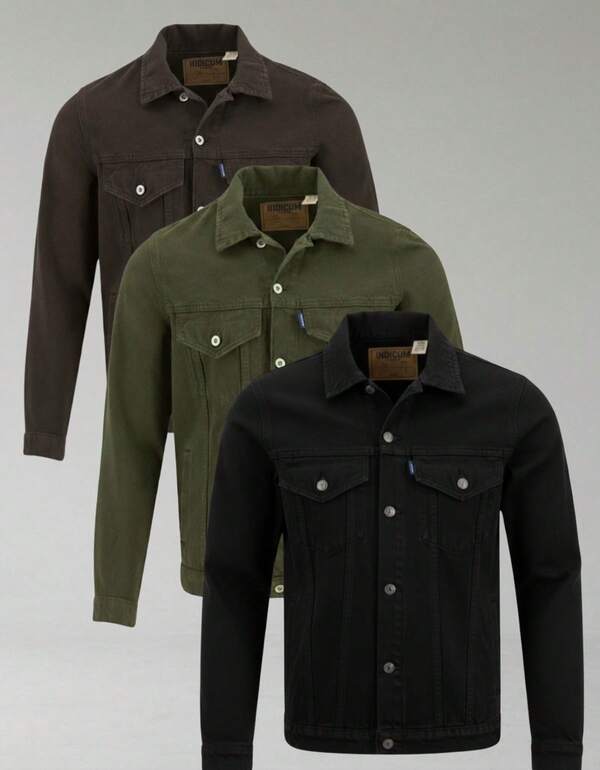 SET DE 3 CHAMARRAS BÁSICAS VERDE/NEGRA/CAFÉ INDICUM HOMBRE