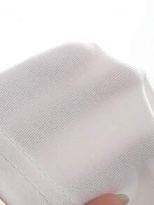 DAZY Solid Color Round Neck Fitted Short Sleeve Women T-Shirt Summer - White - View 4