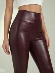 Legging Effect Leather High Elastic Fit Modern Woman - Vino - View 5