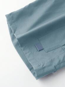 Manfinity Homme Men's Drawstring Waist Pocket Casual Cargo Shorts, Versatile Daily Wear - Gray Blue - View 5
