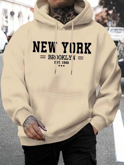 Sudadera con capucha para hombre, corte holgado estilo streetwear, con estampado gráfico artístico discreto, tela suave y ligera, manga larga con bolsillo canguro