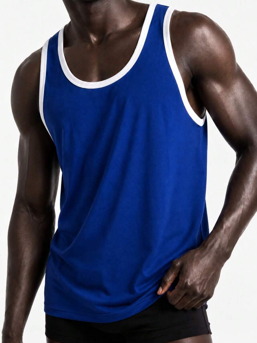 Rest Era 2026 Hot Selling Men's Seamless Minimalist Solid Color Comfortable High Cost-Effective High Quality Portable Undershirt, Single Pack - Blue - View 1