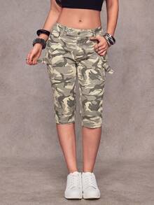 Jeanoix Quần jeans skinny cạp trễ túi cargo họa tiết rằn ri phong cách Y2K dáng lửng - Nhiều màu - Xem 5