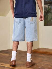 Whitmere Men's Retro American Street Skateboard Denim Shorts, Loose Fit Bermuda Shorts - Light Wash - View 2