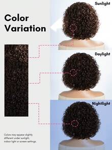 BreezeEase Water Wave Bob Wig Human Hair Glueless Lace Front Wigs For Women Mixed Brown Color Human Hair Wig Wear & Go Hair Wigs Curly Wig Side Part 10" Summer Elegant Casual Chic Y2K Party Wedding Graduation Prom Festival Formal Streetwear Boho Spring - S4 - View 8