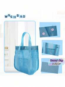 Mesh Beach Tote & Backpack Oversized Carryall For Pool, Towels & Toys, Lightweight Travel Bag (Bag Only) - Blue toilet bag - View 1