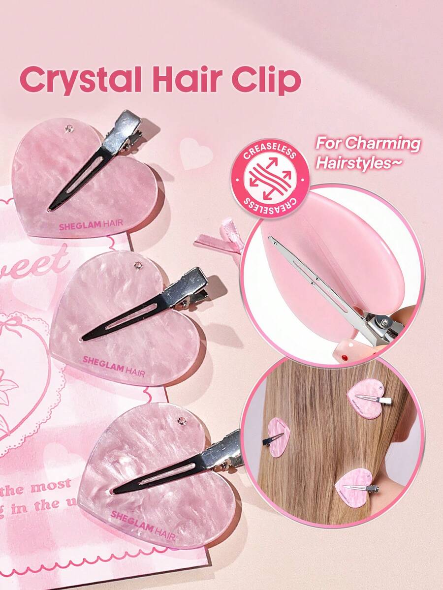 SHEGLAM HAIR Kẹp tóc pha lê Cupid's Charm, kẹp tóc màu hồng, kẹp tóc mái lệch cho nữ, phong cách sang trọng, giữ chắc chắn không bị vướng, lõm hay tạo nếp cho kiểu tóc mái, tóc tết, tóc xoăn quyến rũ. Sinh nhật Quà Hồng Trang điểm Bãi biển Trường học Lễ hội Chăm sóc tóc Y2K Vật dụng cần thiết khi đi du lịch Du thuyền Kì nghỉ Mùa hè Điện áp phổ thông Phụ kiện tóc Phụ kiện nữ Bàn chải tóc - Bụi hồng - Xem 1