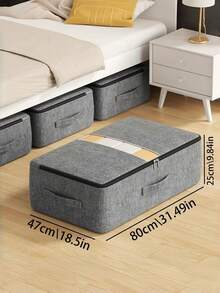 1 Piece Cationic Underbed Storage Bag With PVC Window Clear Flat Zipper Large Capacity For Blankets Comforters Quilts Shoes Towels Sweaters Foldable Organizer With Handles Home Closet Travel - View 3