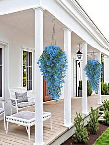 1/2/4pcs Hanging Artificial Flowers With Eucalyptus Leaves, Wild Flower Combination. Multi-Use Spring Decor For Home, Room, Garden, Hotel, Porch, Wedding And Valentine's Day - Multicolor - View 3