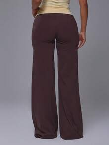 Musera Sport Quần legging thể thao dáng suông, cạp gập, kiểu yoga, chỉ bao gồm phần dưới, thích hợp cho tập luyện thể thao, tập gym, Pilates, thể dục hàng ngày, màu vàng bơ. - Màu nâu  Mocha - Xem 4
