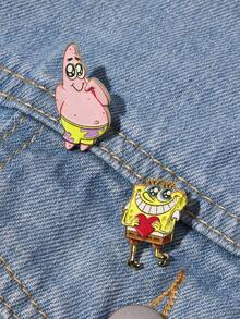 SpongeBob SquarePants | SHEIN 一套全新創意卡通水下動物胸針，IP聯名設計，可愛個性化，簡約大方，亦可用作飾品，適合各種派對、音樂會、節慶，精美禮物 - 彩色 - 查看 2