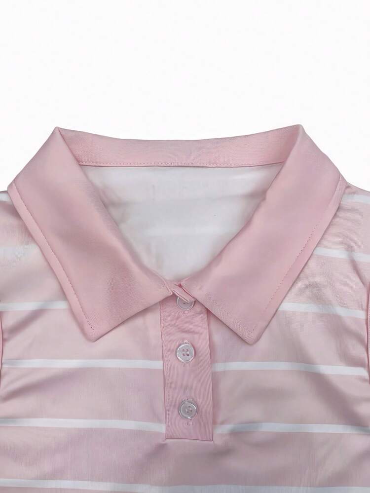 Franclia Women's Casual Striped Button-Up Sleeveless Top For Summer - Baby Pink - View 5