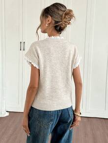 Women's Contrasting Color Striped Knit Blouse - Apricot - View 2