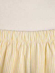 SHEIN Teen Girls' Summer Lightweight Yellow Striped Shirt And Pants Set, Casual Vacation Outfit - Yellow - View 6