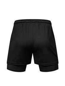 Acti Log Men's Geometric Print Drawstring Waist Double Layer Sports Shorts, Gym, Holiday - Multicolor - View 2