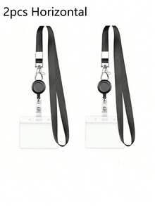 1/2/3/5pcs Retractable ID Card Badge Holder- Waterproof PVC Card Sleeve With Lanyard, For Teachers/Office Workers Back To School - Black - View 18