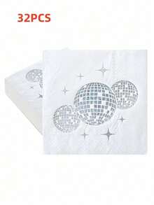 16 Pieces/Sets Of Disposable Napkins With Birthday Slogans, Simple Slogan Graphic Disposable Tissues For Birthday Parties And Christmas - Silver - View 6
