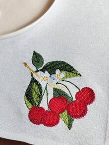 Cirelle 1/2/4pcs Cherry Embroidered Cotton Napkins, Cute Fruit & Floral Cloth Napkin, Reusable & Washable Dinner Napkins For Kitchen, Party, Wedding, Home Table Decor - Multicolor - View 16