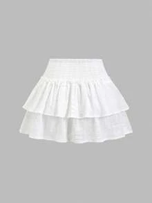 Sweetra New Arrival Cinched Waist Solid Color Bodycon Mini Skirt - White - View 2