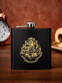 HARRY POTTER X SHEIN 6盎司便携式不锈钢酒壶，迷你便携，适合露营户外使用 - 黑色 - 查看 5