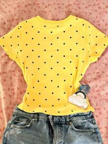 Áo thun tay ngắn dáng crop top in hình ngôi sao kỹ thuật số và số dành cho bé gái tuổi teen, kiểu dáng thoải mái và năng động, phù hợp cho các hoạt động ngoài trời, thể thao, dã ngoại, chụp ảnh, kỳ nghỉ, làm quà tặng và mặc hàng ngày. - Nhiều màu - Xem 2