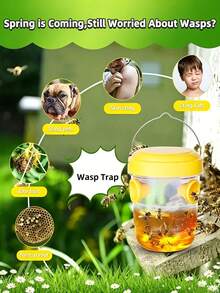 1/2/3pcs Round PP Wasp Trap, Outdoor Hanging Bee Trap Box, Reusable Insect Trap, Plastic Materials, Bees And Wasps To Deter Killers - A - View 10