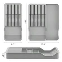 1 pieza Soporte multifuncional para utensilios de cocina, estante de almacenamiento para cuchillos, estante divisor de almacenamiento, soporte de plástico para cuchillos - Multicolor - Ver 5