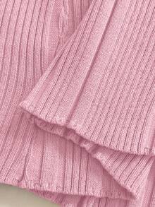 Franclia Women's Blush Pink,Autumn,Elegant,Formal,Wedding Polo Collar Short Sleeve Floral Button Ribbed Slim Fit French Retro Commute Plus Size Sweater Dress - Pink - View 7