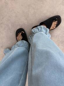 FRIFUL Women's Fashion Wide Leg Loose Fit Jeans Fall Vacation - Blue - View 7
