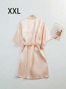 SHEIN 1PC Wedding Bridal Bridal Tinted Robe Silk Robe Wedding Makeup Advanced Dressing Gown Suitable For Hotels, Wedding Parties, Protective Party Wear - Champagne bridesmaids - View 9