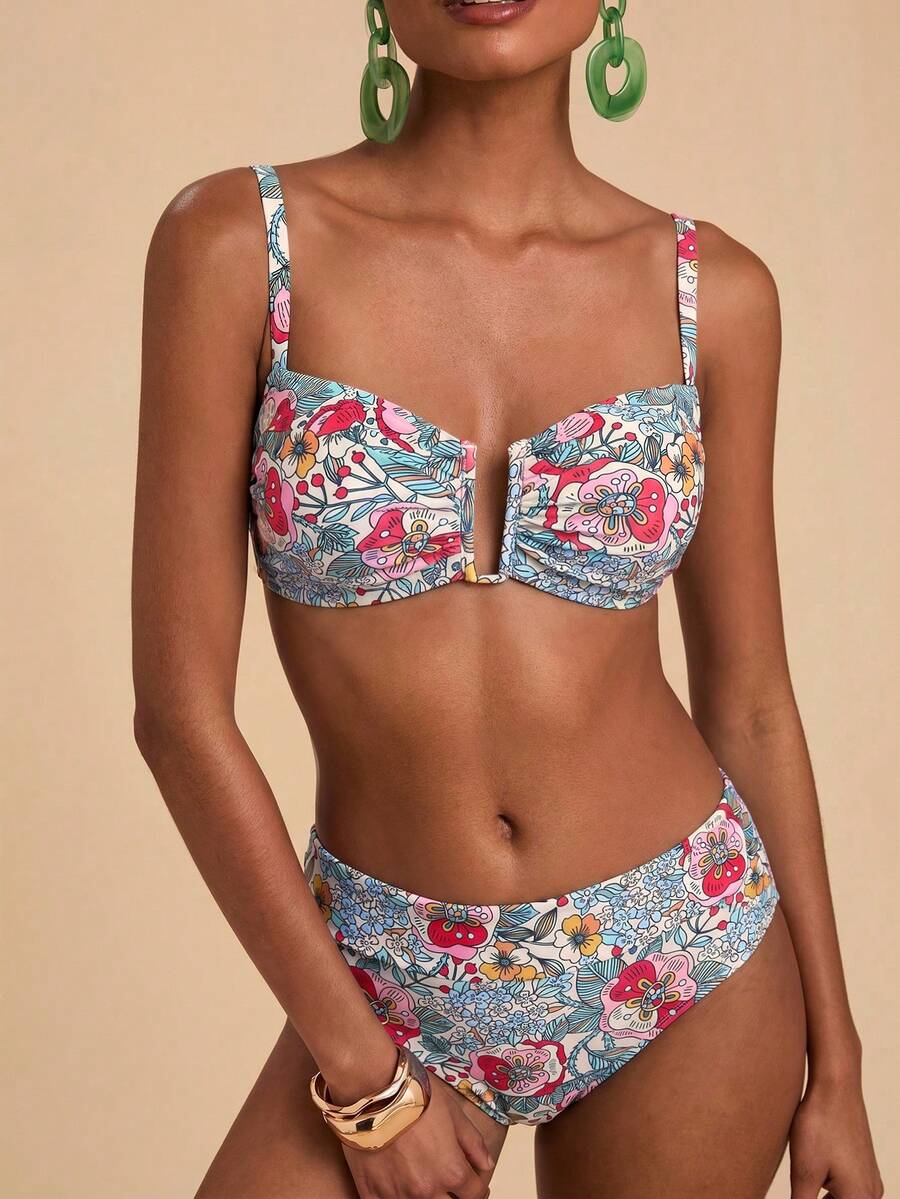Travachic Women's Colorful Printed Casual Swimwear Set - Multicolor - View 1
