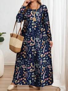 EMERY ROSE Plus Size Long Sleeve Round Neck Dress, Suitable For Autumn/Winter Summer Outfit For Women  Casual Dresses For Women - Multicolor - View 3