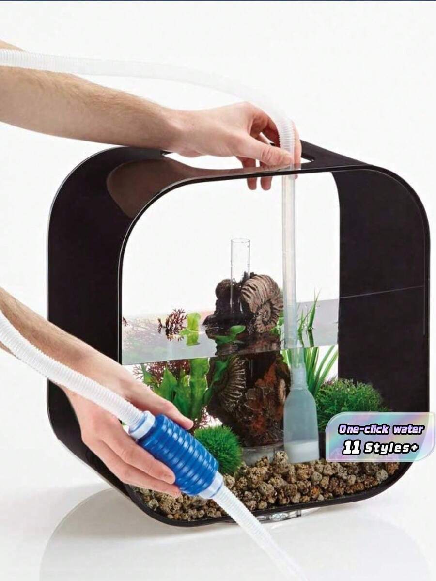 1 件套水族箱砂砾清洁器虹吸泵真空换水器鱼缸清洁套装带软管喷嘴适用于淡水海水鱼缸维护