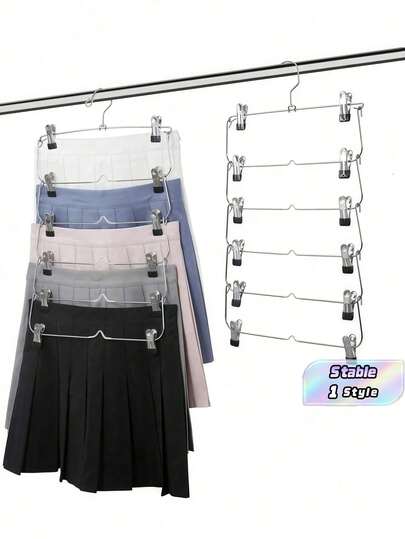 1 chiếc giá treo quần áo bằng kim loại 4/6 tầng, giá treo quần áo đa năng 4/6 tầng với kẹp điều chỉnh, tiết kiệm không gian, chống trượt, 12 kẹp, giá treo quần áo bằng kim loại, giá treo quần áo đa chức năng.