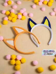 SHEIN 1 件 13*20.5 厘米猫耳朵/狗耳朵头带，可爱生日派对发带发夹头带发饰，适合生日派对婚礼礼物 - 黃色 - 查看 1