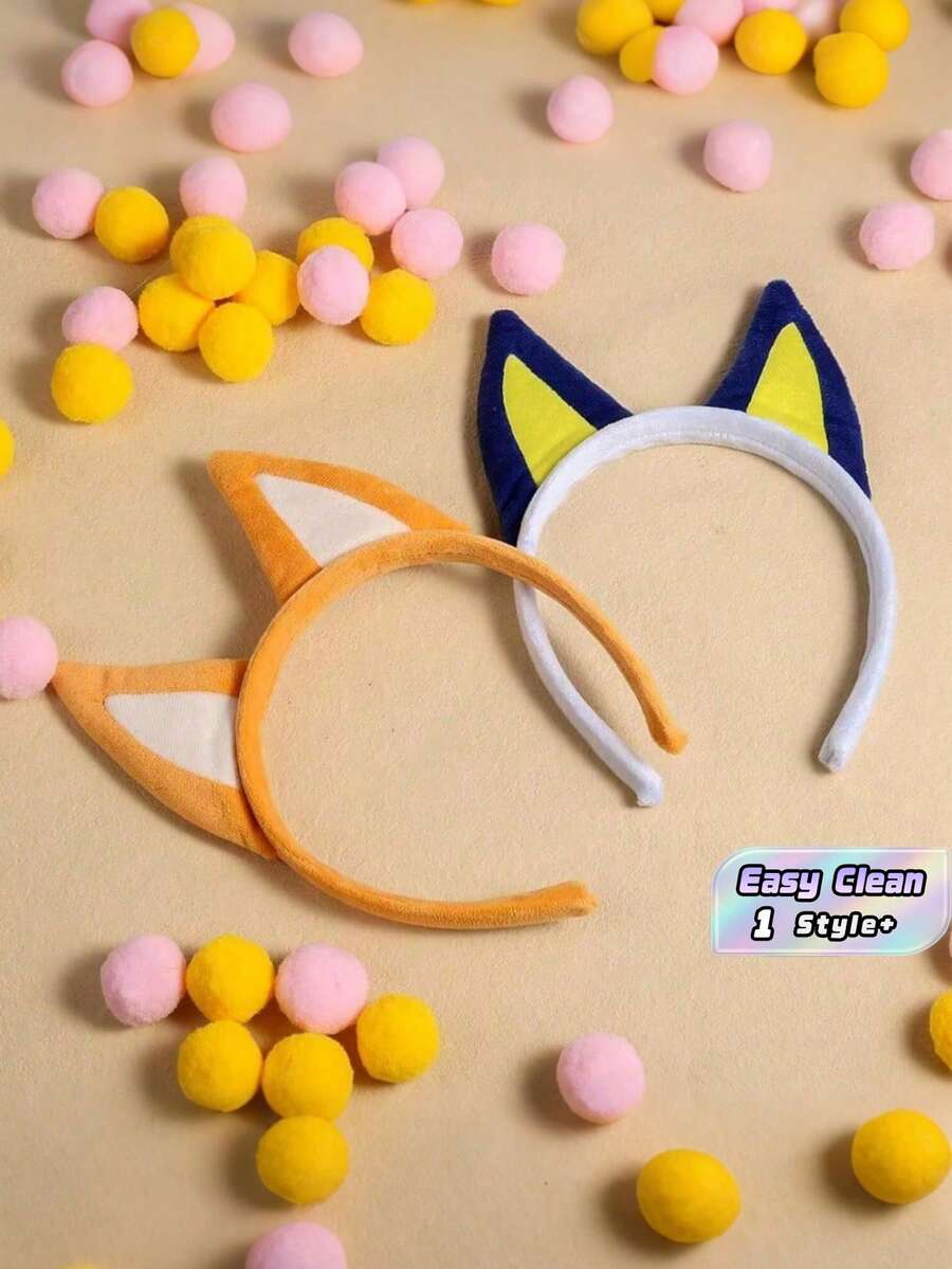 SHEIN 1 件 13*20.5 厘米猫耳朵/狗耳朵头带,可爱生日派对发带发夹头带发饰,适合生日派对婚礼礼物 - 黃色 - 查看 1