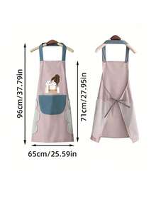 1pc Kitchen Apron,Oil-Proof And Water-Proof,Cooking Apron With Pockets,Easy To Clean(Pink),Kitchen,Bathroom,Home,Household Supplies Christmas For Holiday Gift Giving - Pink - View 9