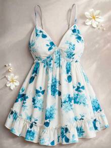 Sweetra Atasan Camisole Jala Motif Bunga untuk Wanita Ukuran Plus - MultiWarna - View 1