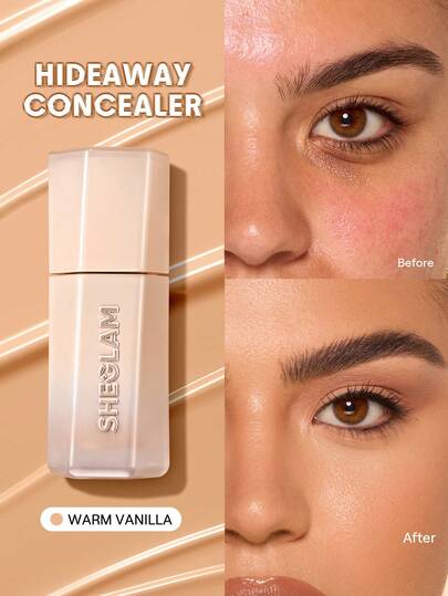 SHEGLAM Hideaway Full-Coverage Concealer-Warm Vanilla Color Corrector And Highlighter Brand Beauty Makeup Face Paint Cosmetic For Women Girls Perfect For Spring Summer Ideal For Y2K Fancy Fashion Suitable For Birthday Mother'S Day Gift Rave Festival Party Ready Best Color