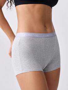 Loungeista 6pcs Letter Waistband Solid Color Comfortable Cotton Sport Panties For Women - Multicolor - View 8