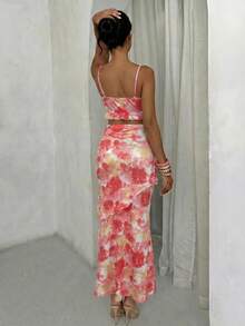 Glamine Sexy Beach Pink Camisole & Mini Skirt 2 Pieces Set - Watermelon Pink - View 2