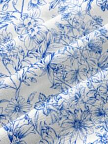 PopScrub Casual Retro Floral Print Pattern Scrub Uniform Top - Multicolor - View 3