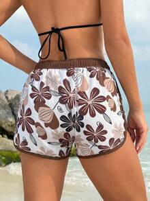 Swim Lushoire Women's Minimalist Printed Swimwear Bottom - Brown - View 2