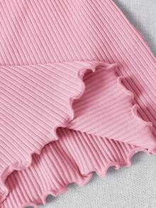 Tween Girl Basic Casual Spring/Summer Knit Round Neck Fitted Butterfly Applique Dress - Pink - View 4