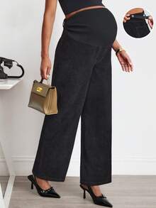 MaterniWear Maternity Work Pants Business Casual Adjustable Waist Versatile For Outings And Daily Wear Spring Fall - Black - View 3