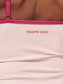 Musera Sport 撞色双肩带运动吊带背心，适合运动健身、普拉提、日常休闲穿着，水蓝色 - 粉色 - 查看 6